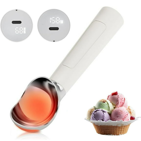 Bxaolu Heated Ice Cream Scoop – Electric Scooper for Hard Ice Cream and Desserts, Handheld Heating Up to 158°F, Rechargeable with LED Display, Easy to Clean, Ideal Gift for Family