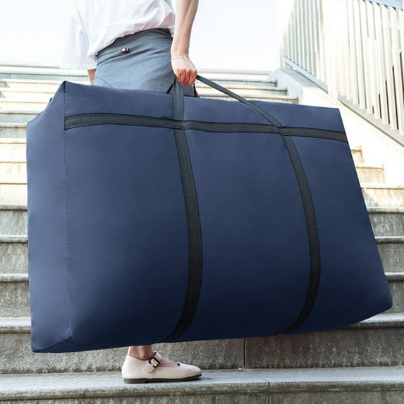 Bxaolu Heavy Duty Extra Large Moving Bags with Strong Handles and Zippers, Storage Totes For Space Saving, Foldable Duffle Bag for Travel, Moving(40L, Navy)