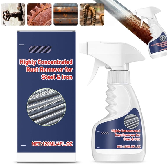 Bxaolu Heavy Duty Metal Rust Remover,Powerful Rust Removal for Metal,Rust Stain Remover,Anti-Rust Converter Spray,Multipurpose Rust Remover Spray for Metal (120ml)