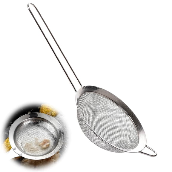 Bxaolu Hot Pot Fat Skimmer Spoon - Stainless Steel Fine Mesh Strainer for Skimming Grease and Foam, 10", Silver