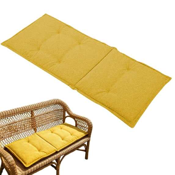 Bxaolu Indoor/Outdoor Bench Cushion, Cotton Linen Swing Chair Cushion, Foldable Loveseat Thick Outdoor Garden Bench Seat Cushion Backrest Waterproof Bench Pad (47.25 X 19 in, Yellow)