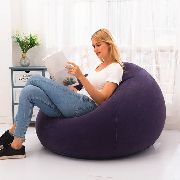 Bxaolu Inflatable Sofa Bean Bag Home Lounge Chair Inflatable Lazy Sofa Folding Portable Soft Chair for Living Room Bedroom Balcony Reading Room (Purple)