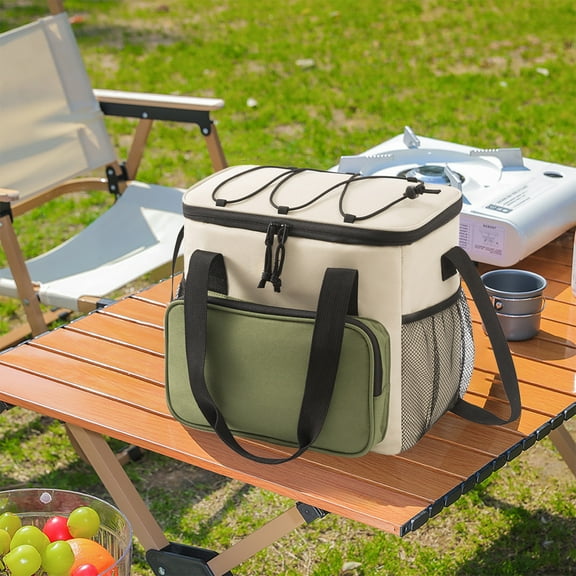 Bxaolu Insulated Lunch Bag for Women/Men - Reusable Lunch Box for Office Picnic Hiking Beach - Leakproof Cooler Tote Bag Organizer with Adjustable Shoulder Strap for Adults - Beige