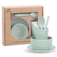 thumbnail image 1 of Bxaolu Kitchen Dinnerware Bowl Sets Unbreakable Dinner Plates Bowl Dinnerware, Fork, Spoon, Cup, Chopsticks (6Pcs, Green), 1 of 7