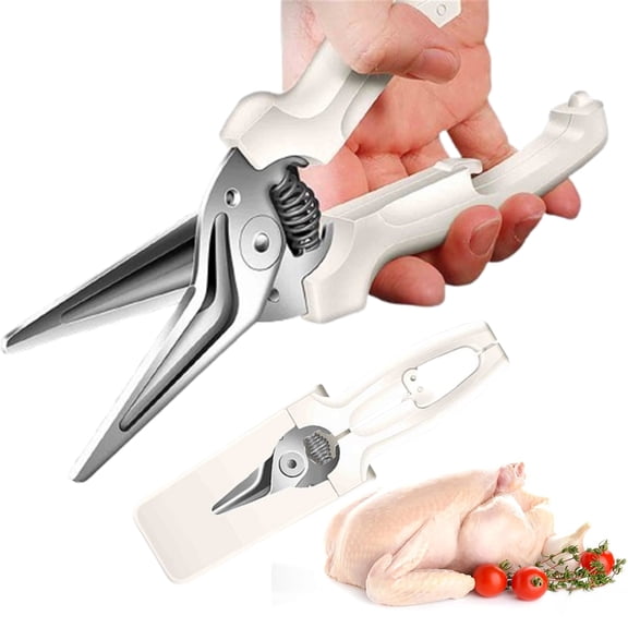 Bxaolu Kitchen Shears - Multifunctional Shears for Food - Heavy Duty Utility Stainless Steel All Purpose Ultra Sharp Scissors for Food/Cooking, White