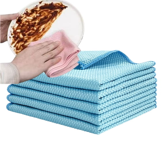 Bxaolu Kitchen Towels and Dishcloths Set, 12x12 Inches, 4Pack Microfiber Dish for Washing Dishes Rags Everyday Cooking Baking, Blue