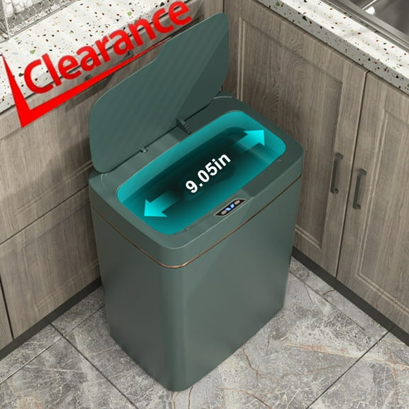 Bxaolu Kitchen Trash Can with Lid, Plastic Automatic Touchless Motion Sensor Rectangular Trash Can, 13L/3.5 Gal, Green