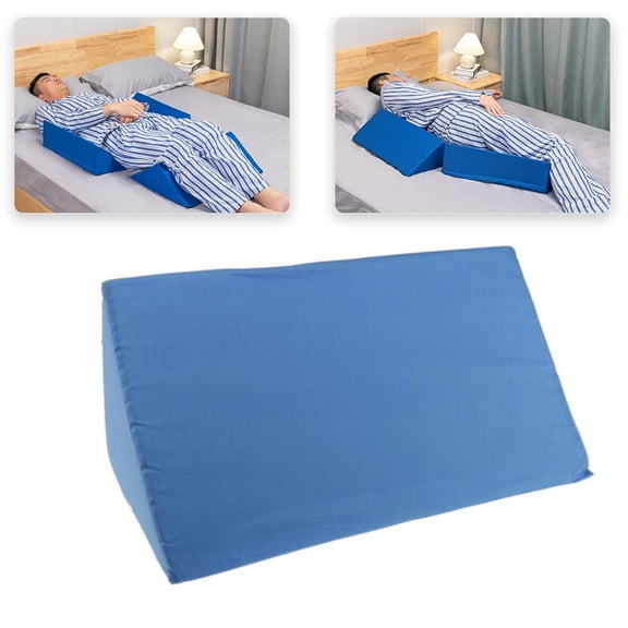 Bxaolu Knee Wedge Pillow, Foam Leg Pillow Knee Pillow for Back Sleeping, Wedge Pillows for Legs, Triangle Pillow for Knee Support, Leg Elevation, Knees Hip Back Pain Relief, Blue