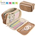 thumbnail image 1 of Bxaolu Large Capacity Pencil Case 4 Compartment Pouch Pen Bag for Home Office Men Women (Coffee), 1 of 9