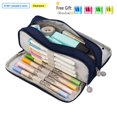 thumbnail image 1 of Bxaolu Large Pencil Case, Big Capacity Pencil Pouch with 3-Compartment, Portable Handheld Pencil Bag, Cute Home Office Pen Pencil Organizer for Men Women, Ideal for Office Supplies, BLue, 1 of 5
