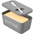 thumbnail image 1 of Bxaolu Large Plastic Butter Dish With Lid And Knife, Food Grade, Dishwasher Safe Butter Holder Keeper With Cover For Kitchen Refrigerator Gray Butter Container, 1 of 8