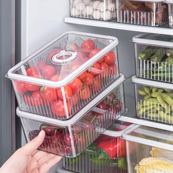 Bxaolu Large Stackable Storage Bins, Plastic Container Organizer with Lid, Pantry Organizers and Storage for Potato, Onion, Fruit and Vegetable, Clear Kitchen Laundry Organizer