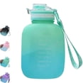 thumbnail image 1 of Bxaolu Large Water Bottle with Motivational Time Marker, 40.5oz Water Jug with Handle Leak-Proof, Reusable Sport Water Bottle for Gym Camping Workout Outdoors, Green, 1 of 7
