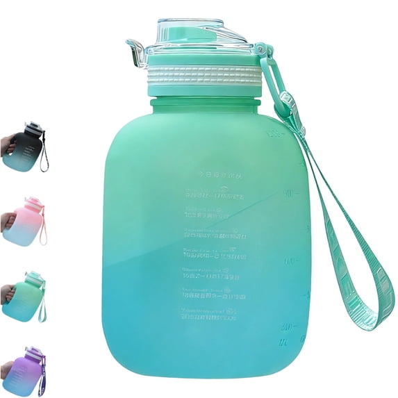 Bxaolu Large Water Bottle with Motivational Time Marker, 40.5oz Water Jug with Handle Leak-Proof, Reusable Sport Water Bottle for Gym Camping Workout Outdoors, Green