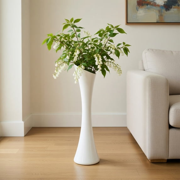 Bxaolu Large White Vase, 19.1" Tall Floor Vase,Slim Big Decorative Flower Vases for Table Floor Decor Living Room Modern Home Office Bedroom, Farmhouse(19.1 Inch Tall)
