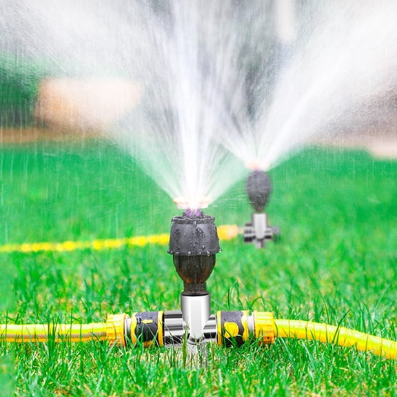 Bxaolu Lawn Sprinklers for Yard with Spike Base, 4 Holes Water Sprinkler 360 Degree Automatic Rotary Garden Sprinkler System, Yard Area Watering for Plant, Flower Bed and Patio