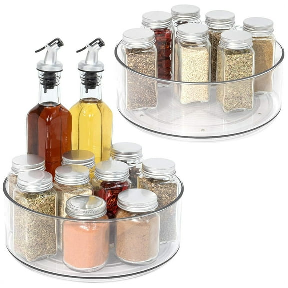 Bxaolu Lazy Susan, 1 Pack Round Plastic Clear Rotating Turntable Organization and Storage Container Bins for Cabinet, Pantry, Fridge, Countertop, Kitchen, Spinning Organizer for Spices, Condiments