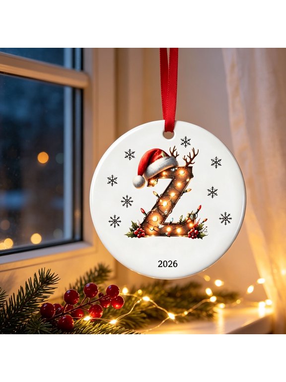 Letter Christmas Ornament 2026, Personalized Initial Christmas Ornament Indoor for Christmas Tree Ornaments Pendant Hanging Decorations, DIY Hanging Christmas Ornament