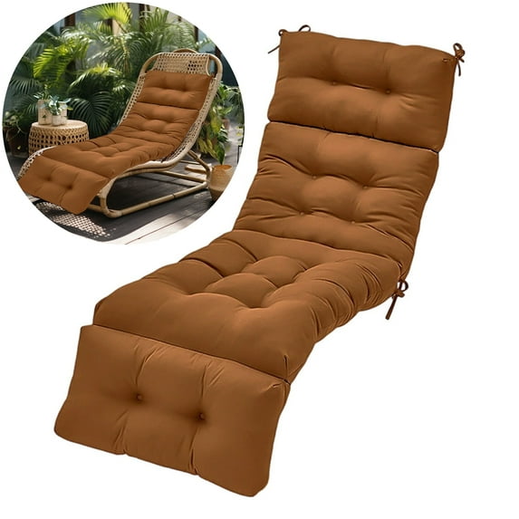 Bxaolu Long Lounger Chair Cushion Outdoor Chaise Lounge Chair Cushions with Ties, Patio Recliner Thickened Lounge Cushions for Indoor 78.74"L x 21.65"W, Coffee