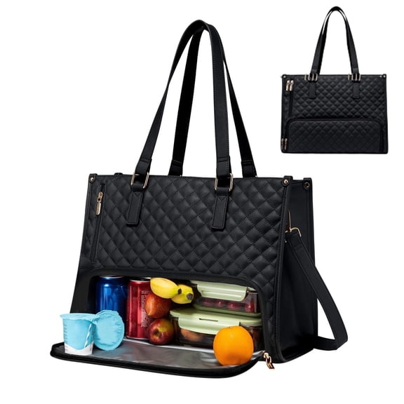 Bxaolu Lunch Bag - Insulated, Leakproof Lunch Tote with Crossbody Shoulder Strap for Adults - Work, Picnic, Camping, Beach (19L - BLACK)