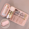 thumbnail image 1 of Bxaolu Luxury Makeup Brush Case, Professional Cosmetic Organizer Roll Bag, Travel Storage for Home and Work (1Pack-Pink), 1 of 7