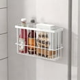 thumbnail image 1 of Bxaolu Magnetic Basket Kitchen Refrigerator Organizer Foil and Plastic Wrap Organizer for Fridge Heavy Duty Metal Storage (Small-10.25" L x 3.2" W x 6" H, White), 1 of 6