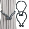 thumbnail image 1 of Bxaolu Magnetic Curtain Tiebacks, Curtain Tie Backs for Curtains 2 Pack, Wood Bead Curtain Tiebacks, Curtain Holders for Boho Bedroom Decor, Farmhouse Decor, Gray, 1 of 7