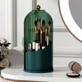 thumbnail image 1 of Bxaolu Makeup Brush Holder with Lid 360 Rotating Makeup Brush Organizer, Dustproof Waterproof with 3 Compartments for Organized Storage, Dressing Tables Clear Storage Skincare Cosmetic, 1 of 8