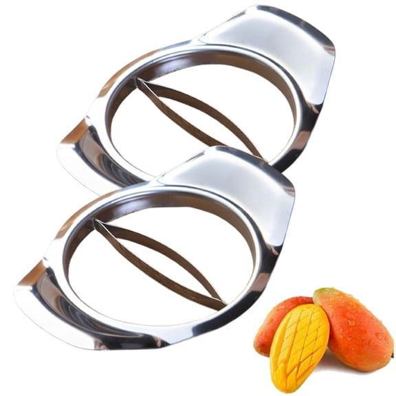 Bxaolu Mango Slicer/Peeler/Cutter/Splitter/Pitter with Stainless Steel Blade Pit Remover Tool Non Slip Handles Extra Large Mango Cutter (Silver)