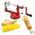 thumbnail image 1 of Bxaolu Manual Spiral Potato Cutter, Plastic Stainless Steel Tornado Twister with Blades for Curly Fries, DIY Potato Slicer for Home Kitchen, BBQ, Carrots, Cucumbers, Red, 1 of 9