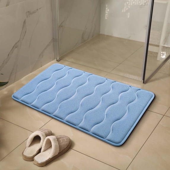 Bxaolu Memory Foam Bath Mat 16x24, Ultra Soft and Absorbent Bathroom Rugs, Non-Slip, Machine Wash Dry, Thick Bath Rug Carpet for Bathroom Floor, Sink and Shower