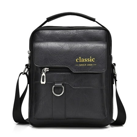 Bxaolu Men's Leather Crossbody Sling&nbsp;Shoulder Bag - Vintage&nbsp;Side Crossover Man Purse, Messenger Satchel Travel Handbag, Black