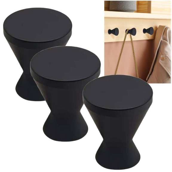 Bxaolu Metal Wall Hooks for Hanging, 3Pack Coat Hooks Wall Mount,Heavy Duty Black Decorative Hooks for Cubicle Entryway, Bathroom Shower Hand Towel Hooks Hangers for Clothes Robe (Round)