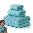 thumbnail image 1 of Bxaolu Microfiber Waffle Bath Towels, 3 Pieces, Oversized, Soft, Absorbent, Fast Drying, Lint Free, Includes Bath, Face and Hand Towels, Blue, 1 of 9