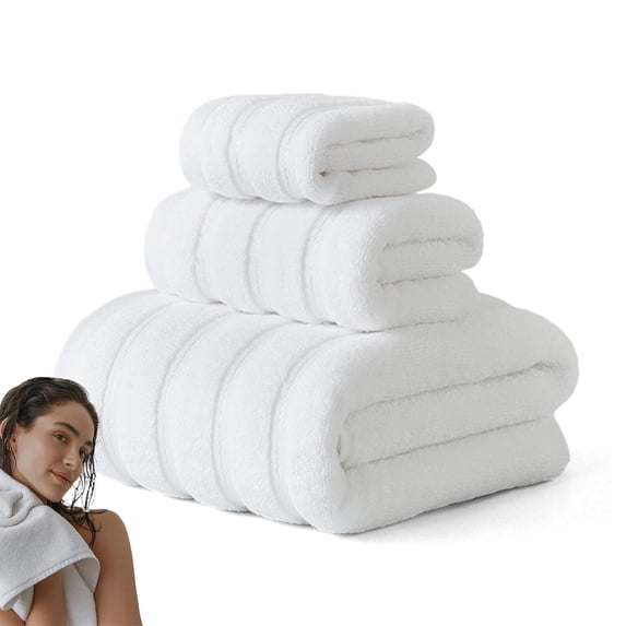 Bxaolu Microfiber Waffle Bath Towels, 3 Pieces, Oversized, Soft, Absorbent, Fast Drying, Lint Free, Includes Bath, Face and Hand Towels, White