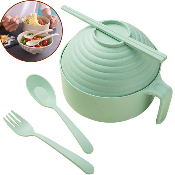 Bxaolu Microwave Ramen Cooker, Ramen Bowl Set,Instant Noodles Bowl with Chopsticks, Ramen Cooker with Handles for College Dorm Room Apartment Essentials Dishwasher-Safe,Green