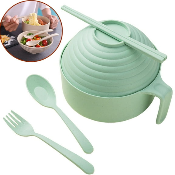 Bxaolu Microwave Ramen Cooker, Ramen Bowl Set,Instant Noodles Bowl with Chopsticks, Ramen Cooker with Handles for College Dorm Room Apartment Essentials Dishwasher-Safe,Green