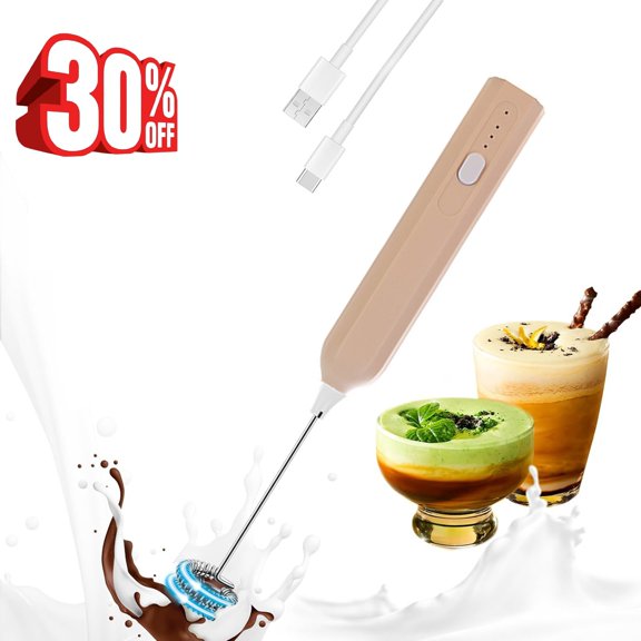 Bxaolu Milk Frother Handheld Rechargeable, Frother Wand Drink Mixer Electric Whisk for Coffee, Hand Mixer for Lattes, Cappuccino, Matcha, Egg, Khaki