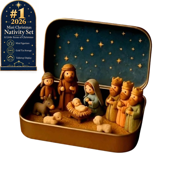 Bxaolu Mini Christmas Nativity Set in a Tin Box, Pocket Nativity Scene Gift , PVC Nativity Sets & Figures, Christmas Decor & Meaningful Christian Holiday Stuffer Gift