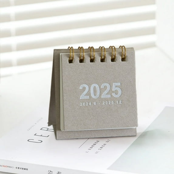 Bxaolu Mini Desk Calendar 2025, Standing Flip Small Desk Calendar- 2025 Monthly Desktop Calendar- Thick Paper Twin-Wire Binding for Home or Office (Gray)
