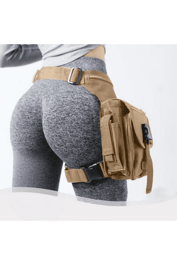 Motorcycle Leg Bag for Men Women Drop Leg Bags Thigh Bag Outdoor Cycling Pack Leg Harness Bag for Hiking Climbing Fishing Riding, Khaki