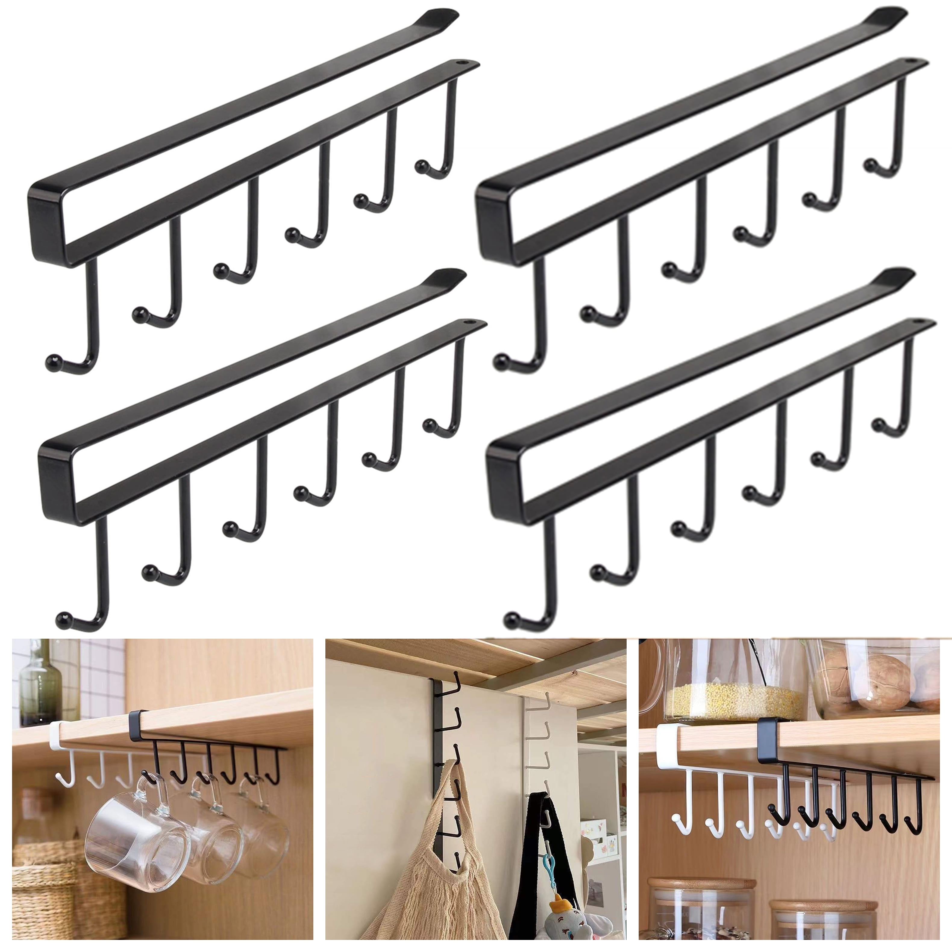 Bxaolu Mug Hooks Under Cabinet 4 Pack, Metal Cup Hooks for Hanging ...