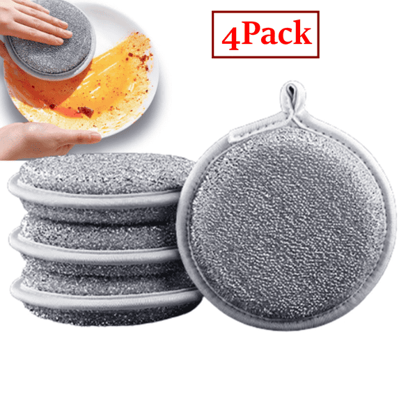 Bxaolu Multi-Purpose Sponges Kitchen Non-Scratch Sponges for Cleaning - Double Side Reusable Dish Sponge for Dishes, Pots and Pans (4 Pack, Small)