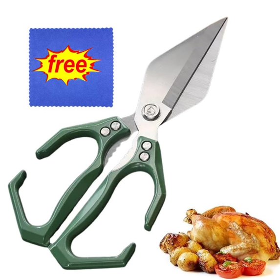 Bxaolu Multifunctional Heavy-Duty Kitchen Shears, 2025 New Kitchen Scissors for Food with Ergonomic Handle, Poultry Shears Food Scissors for Chicken Meat Seafood Bone Cutting (Green)
