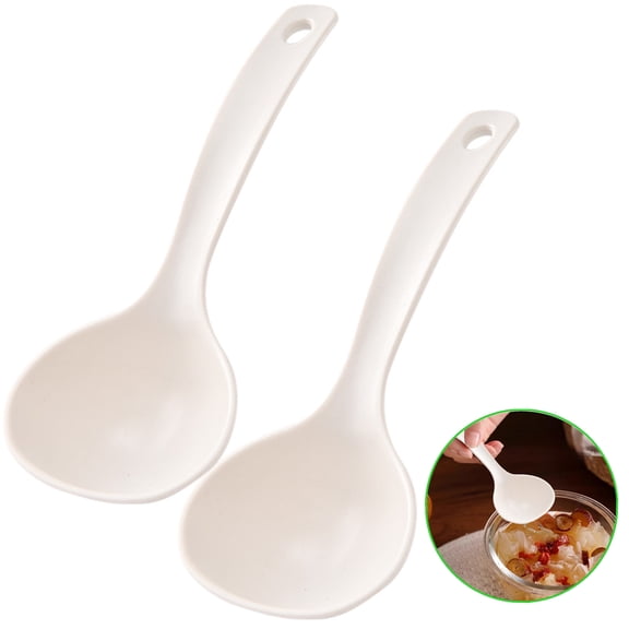 Bxaolu Nonstick Mixing Spoon, 7.4" Plastic Spoon for Cooking Heat Resistant, Cooking Utensil for Kitchen Cooking Baking Stirring Serving (White-2Pack)