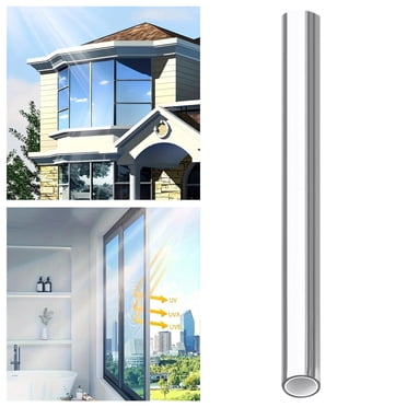 HIDBEA One Way Privacy Window Film - Static Cling, Sun Blocking, Heat Control For Home & Office, 17.3 X 78.7 Inch, Gray Silver