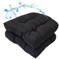 thumbnail image 1 of Bxaolu Outdoor Chair Cushions Set of 2, Patio Chair Cushions with Ties, 19"x19" Tufted Outdoor Seat Cushions, Waterproof Patio Furniture Cushions, Outdoor Dining Chair Pads, Black, 1 of 9