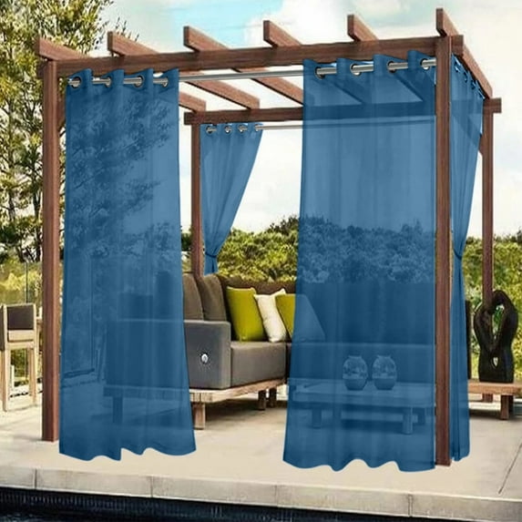 Bxaolu Outdoor Curtains for Patio, Premium Thick Privacy Grommet Outside Curtains Drapes for Porch, Pergola, 1 Panel, 51W x 72L inch, Blue