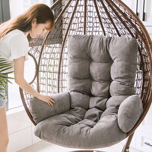 Bxaolu Outdoor Hanging Egg Chair Cushion Replacement, Thicken Egg Chair Cushion Waterproof Basket Eggs Chairs Cushion for Hanging Eggs Chairs Swing (49" x 20" x 5", Gray)
