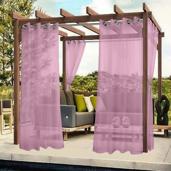 Bxaolu Outdoor Patio Curtains - Blackout Waterproof Porch Curtains & Drapes Privacy Protect Sun Block for Pavilion Pergola Porch, 2 Panels, W 51 x L 72 inch Pink